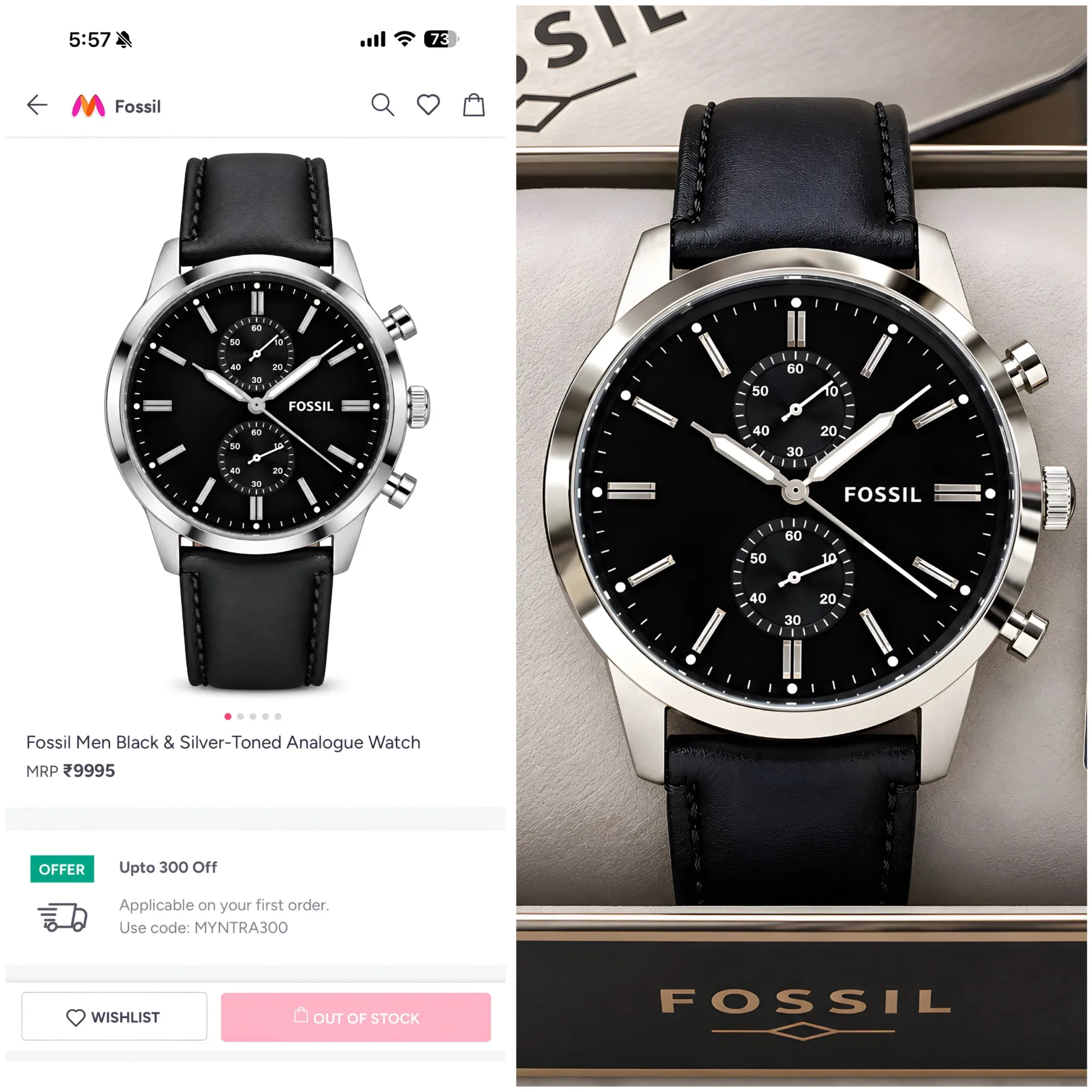 Fossil Black Sunburst Dial - Image 4