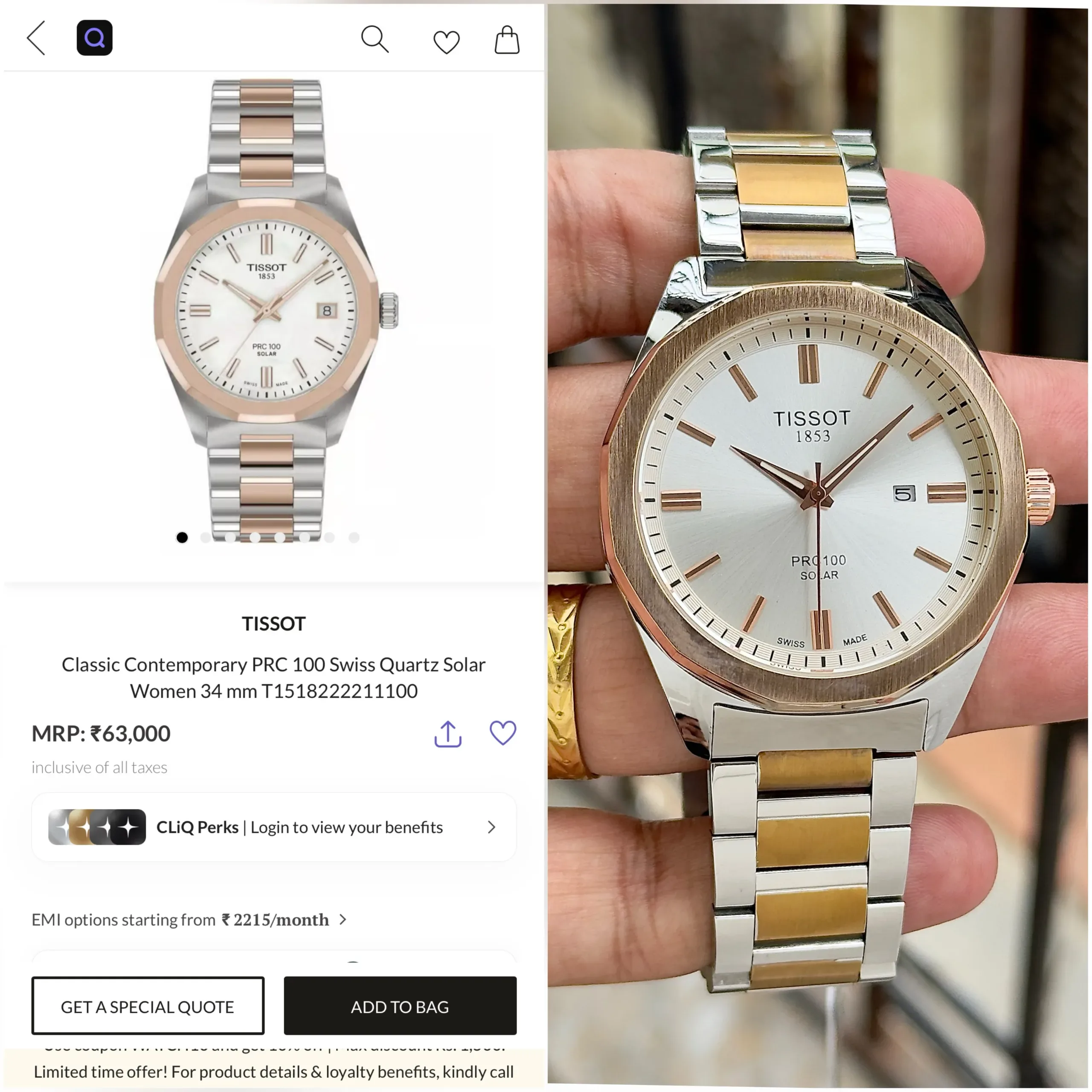 Tissot Prc100 Two Tone White Dial - Image 2