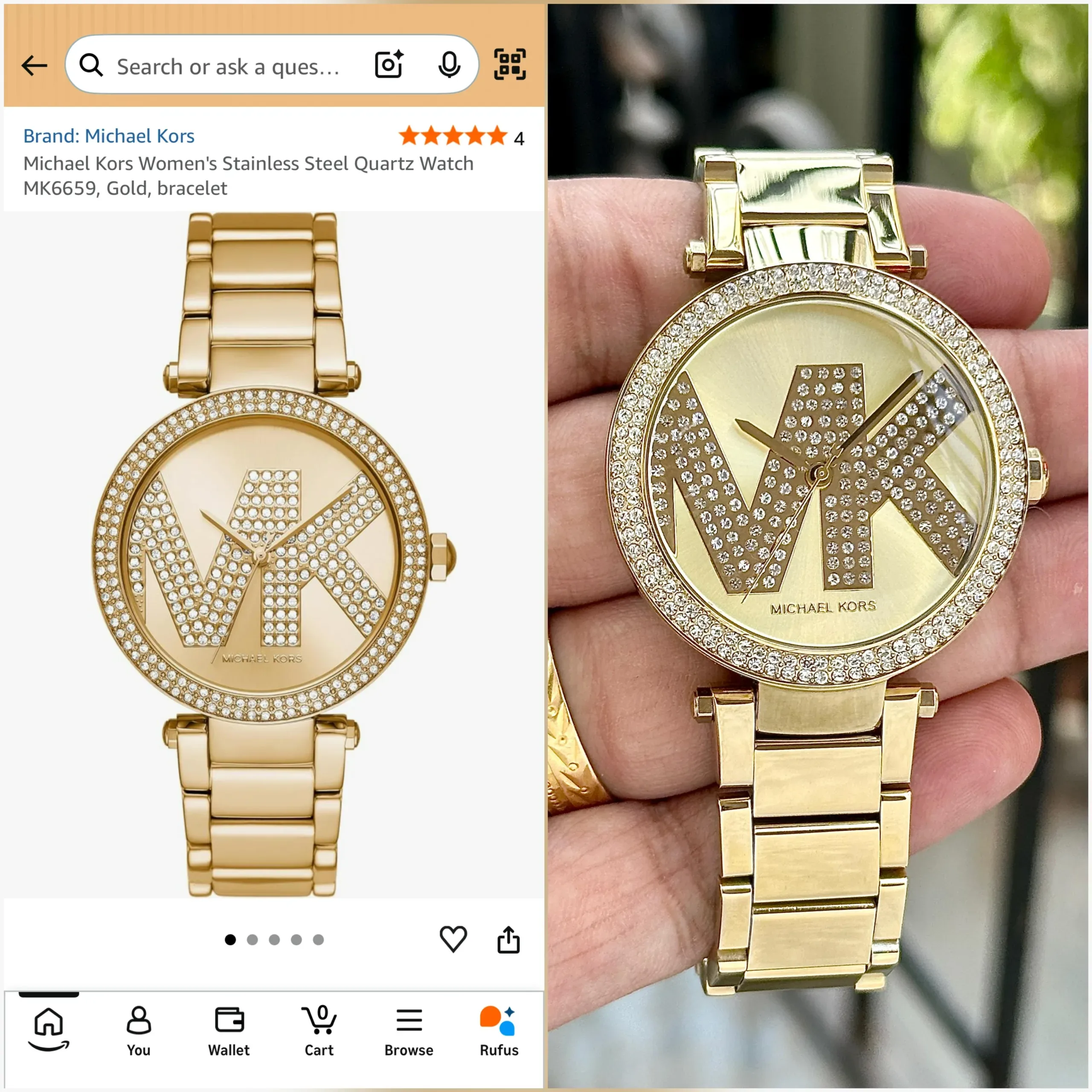 Michael Kors Champagne Gold Crystal Dial - Image 3