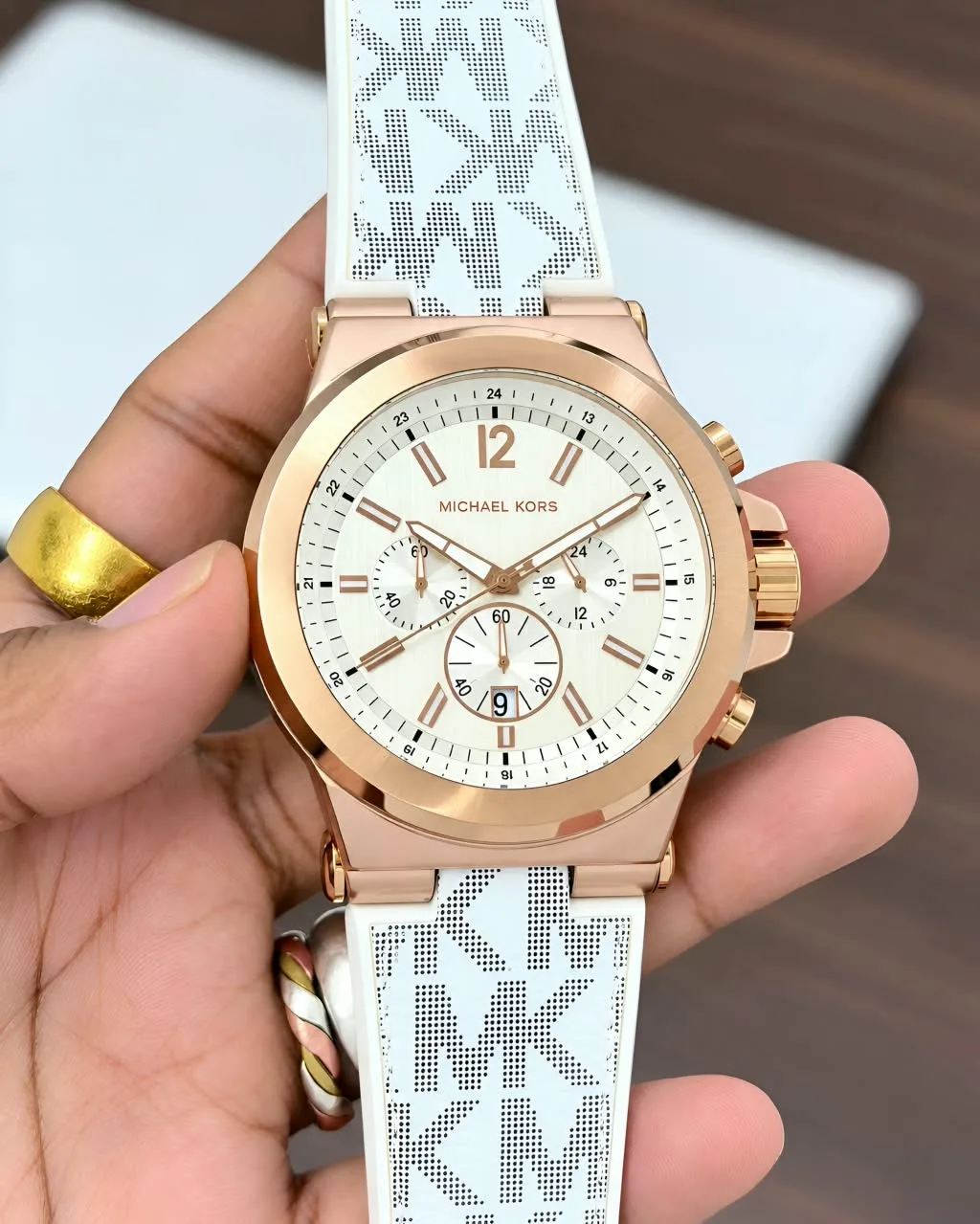 WhatsApp Image 2026-10-02 at 10.29.00 PM Michael Kors Dylan White Dial Chronograph - Image 1