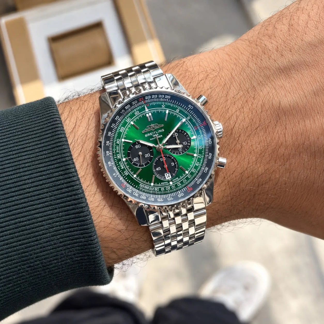 WhatsApp Image 2026-10-02 at 10.39.28 PM (1) Breitling Dark Green Dial Chronomat - Image 1