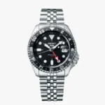 Seiko GMT Silver Black Dial