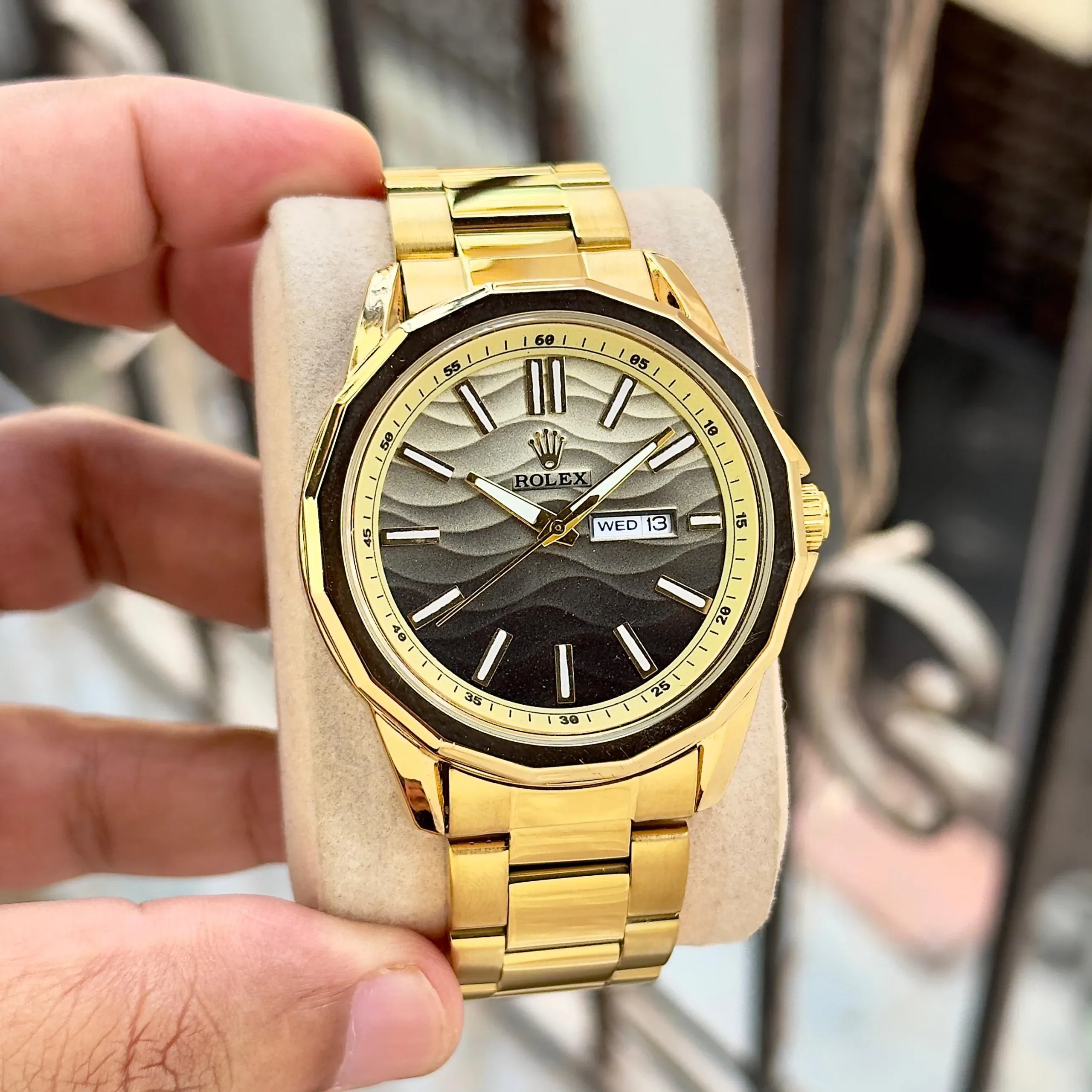 Rolex Day Date Gold Black Textured Dial - Image 4
