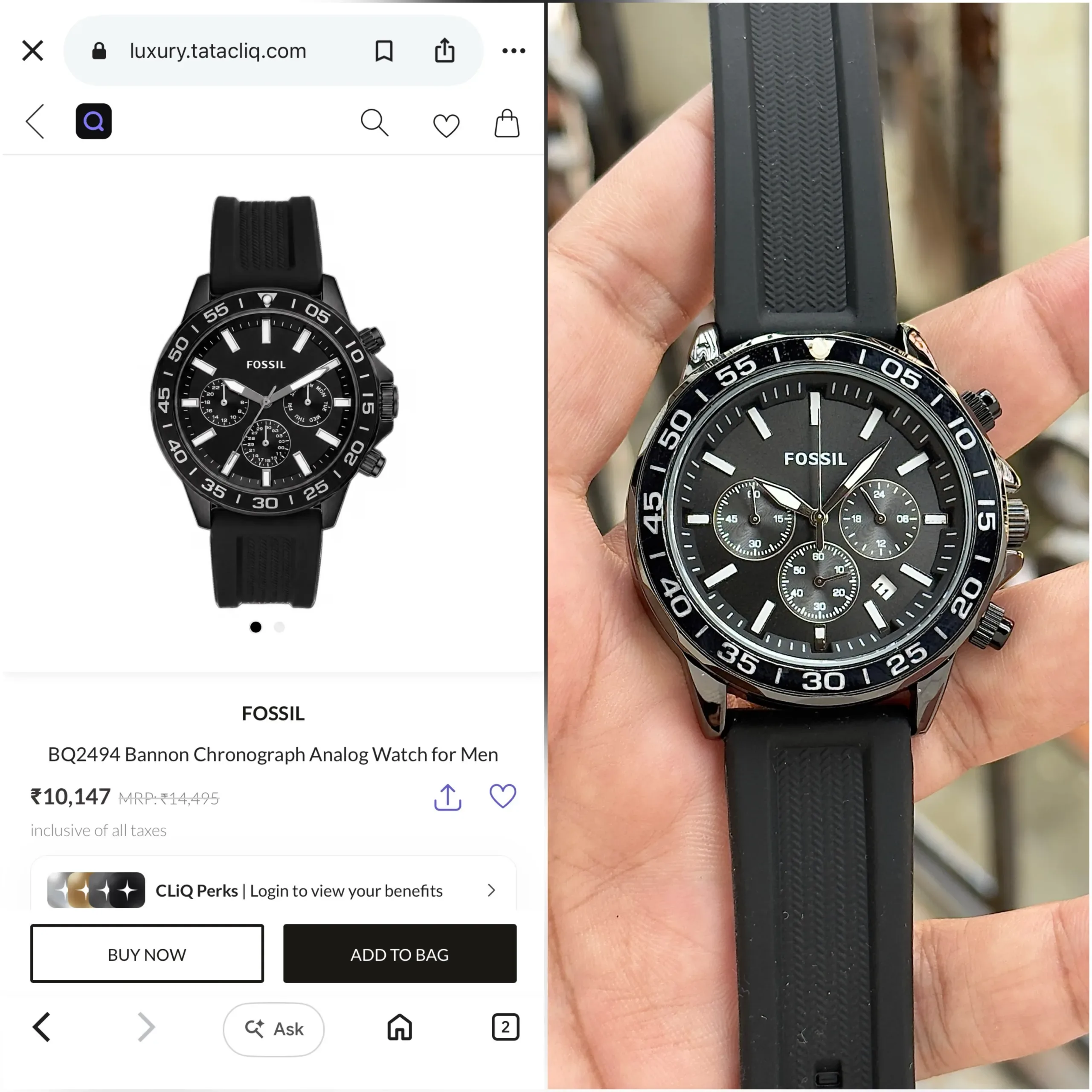 Fossil Bannon BQ2494 Black Chrono - Image 3