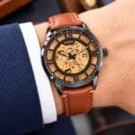 Fossil Brown Black Skeleton Dial