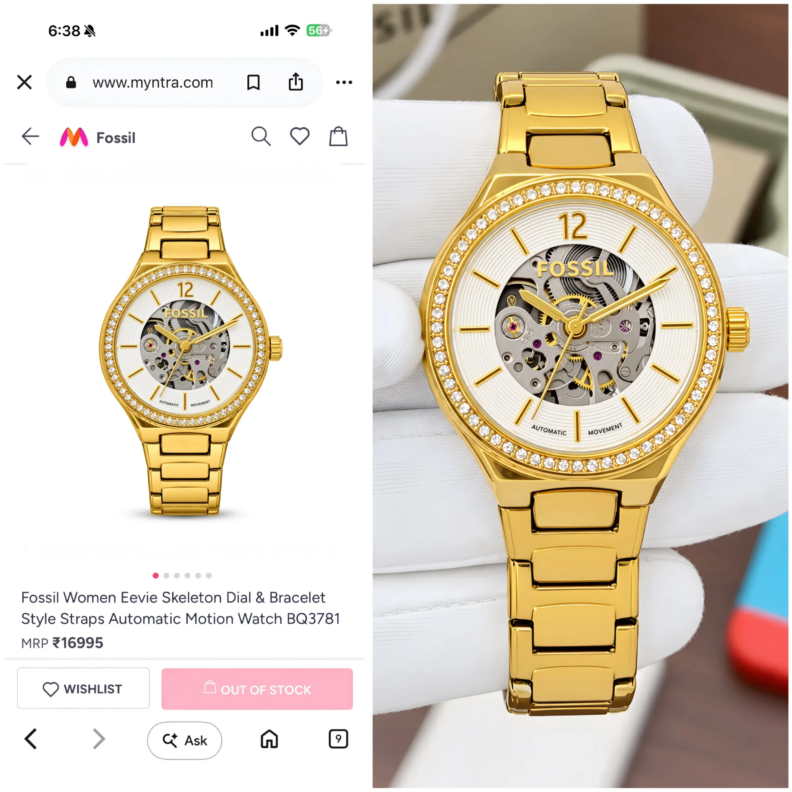 Fossil Evie Golden Automatic - Image 3