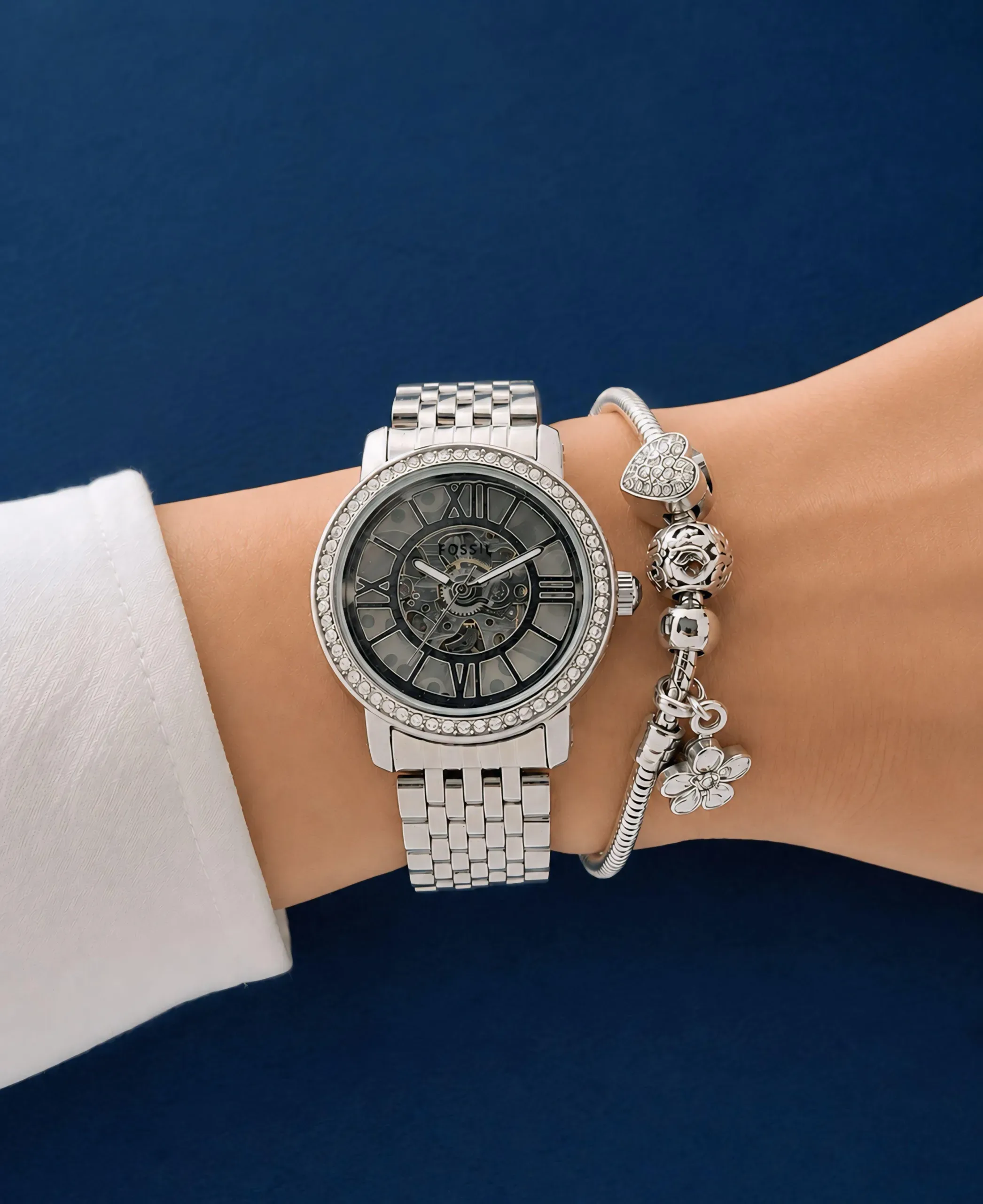Fossil 35mm Silver Skeleton Dial - Image 5
