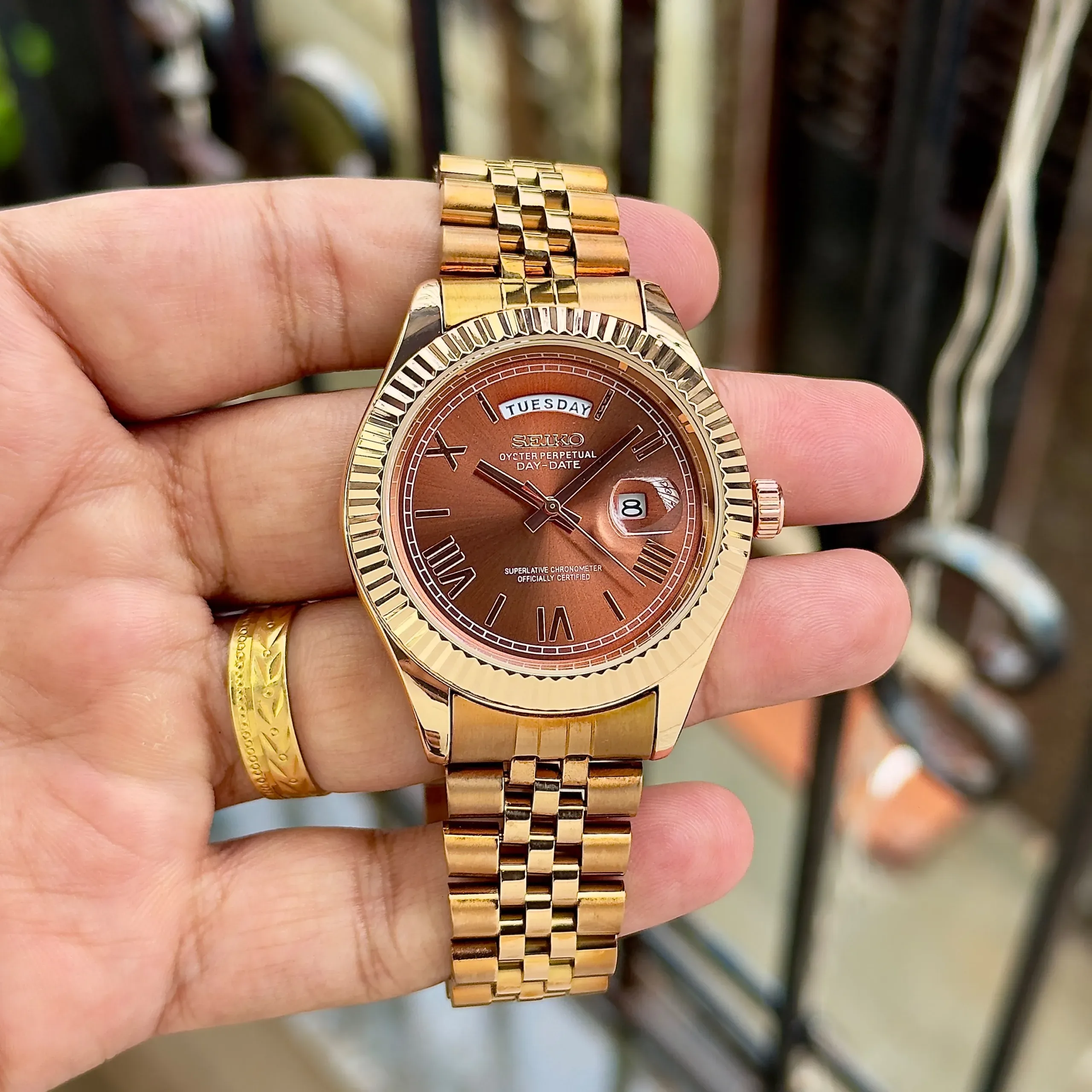 Seiko Day Date Brown Sunburst Dial - Image 1