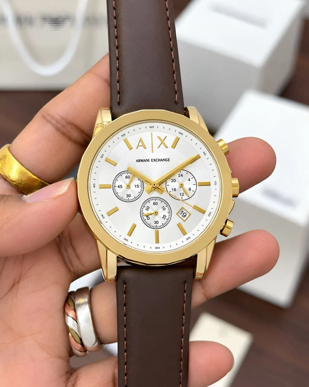 WhatsApp Image 2026-10-16 at 8.50.54 PM (1) Armani Exchange 43mm White Dial Chrono - Image 1