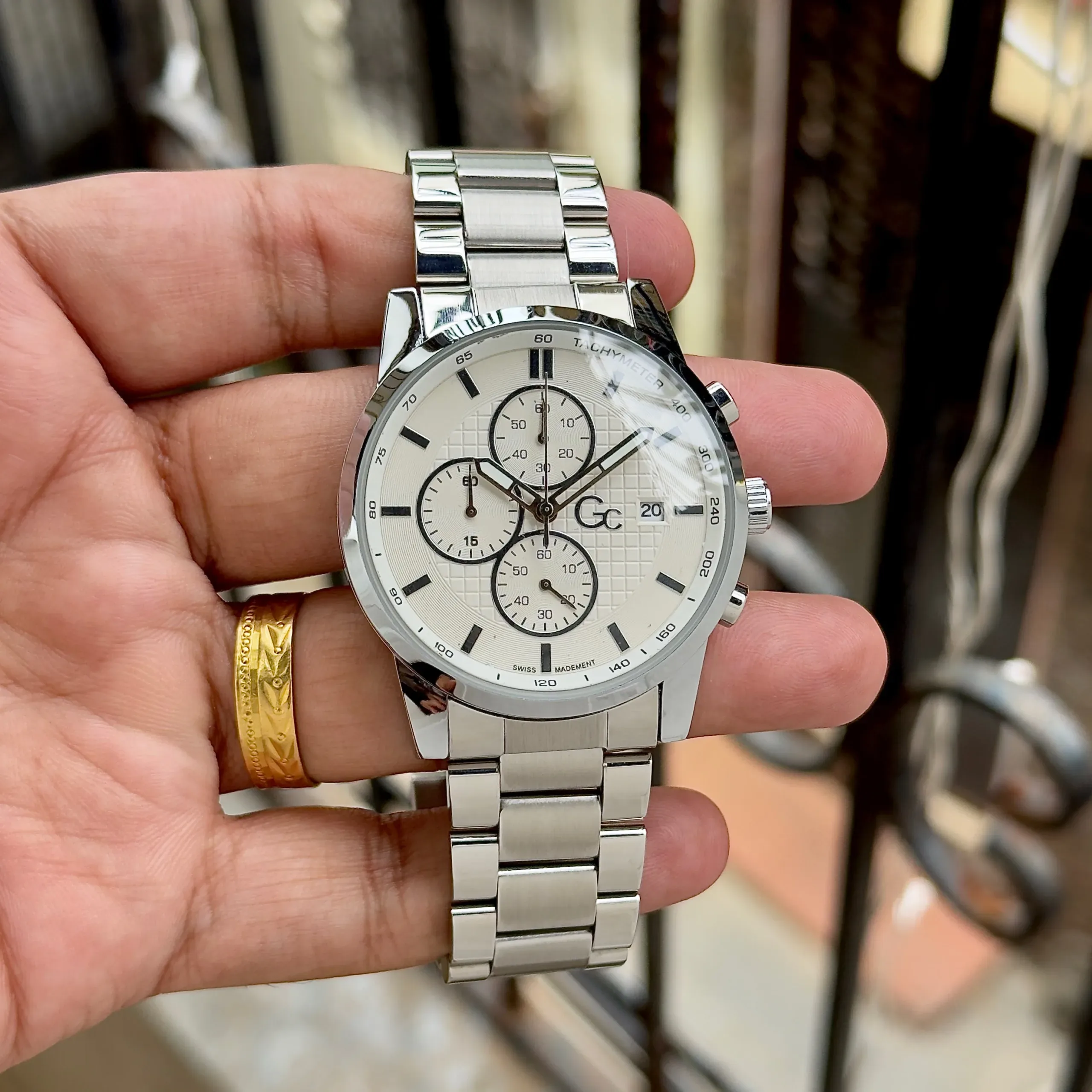 WhatsApp Image 2026-10-22 at 11.50.20 PM Guess Bold Silver Chronograph Sporty Dial - Image 1