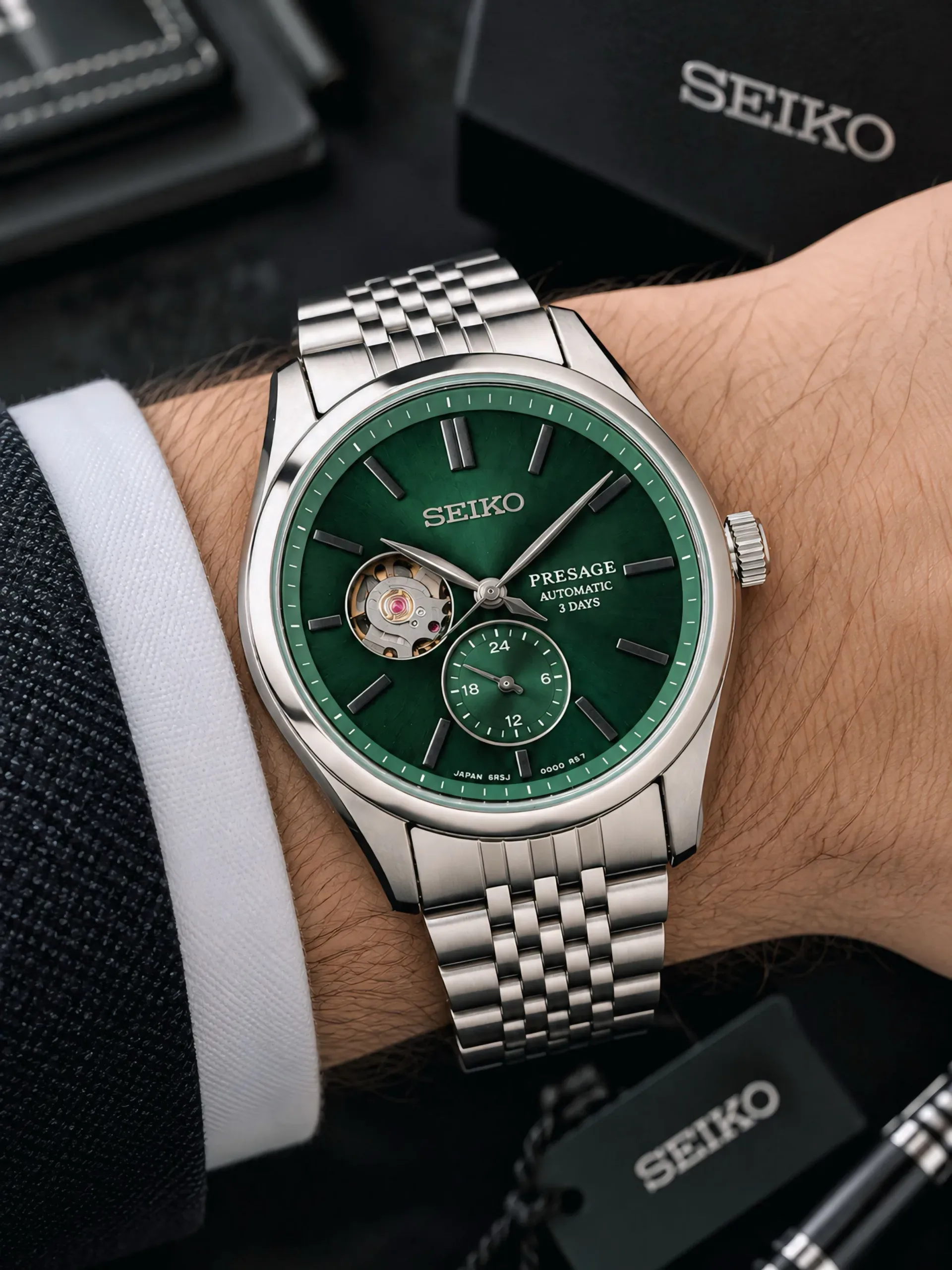Seiko Presage Open Heart Green Dial - Image 2