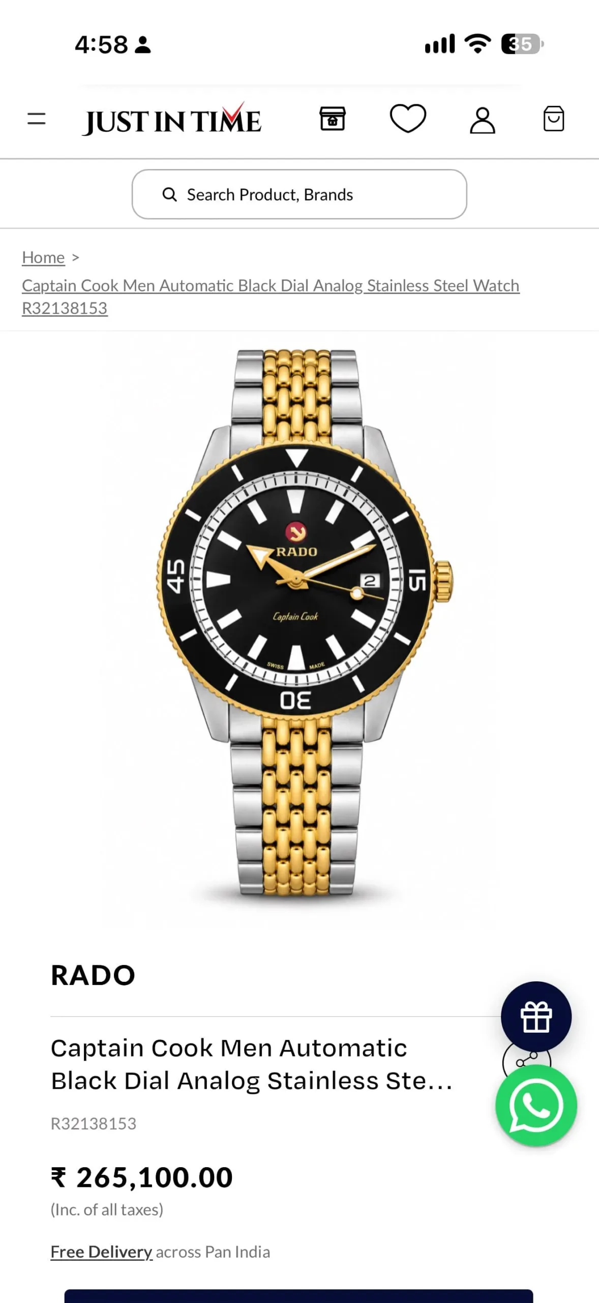 Rado Captain Cook 41mm Black Dial - Image 2