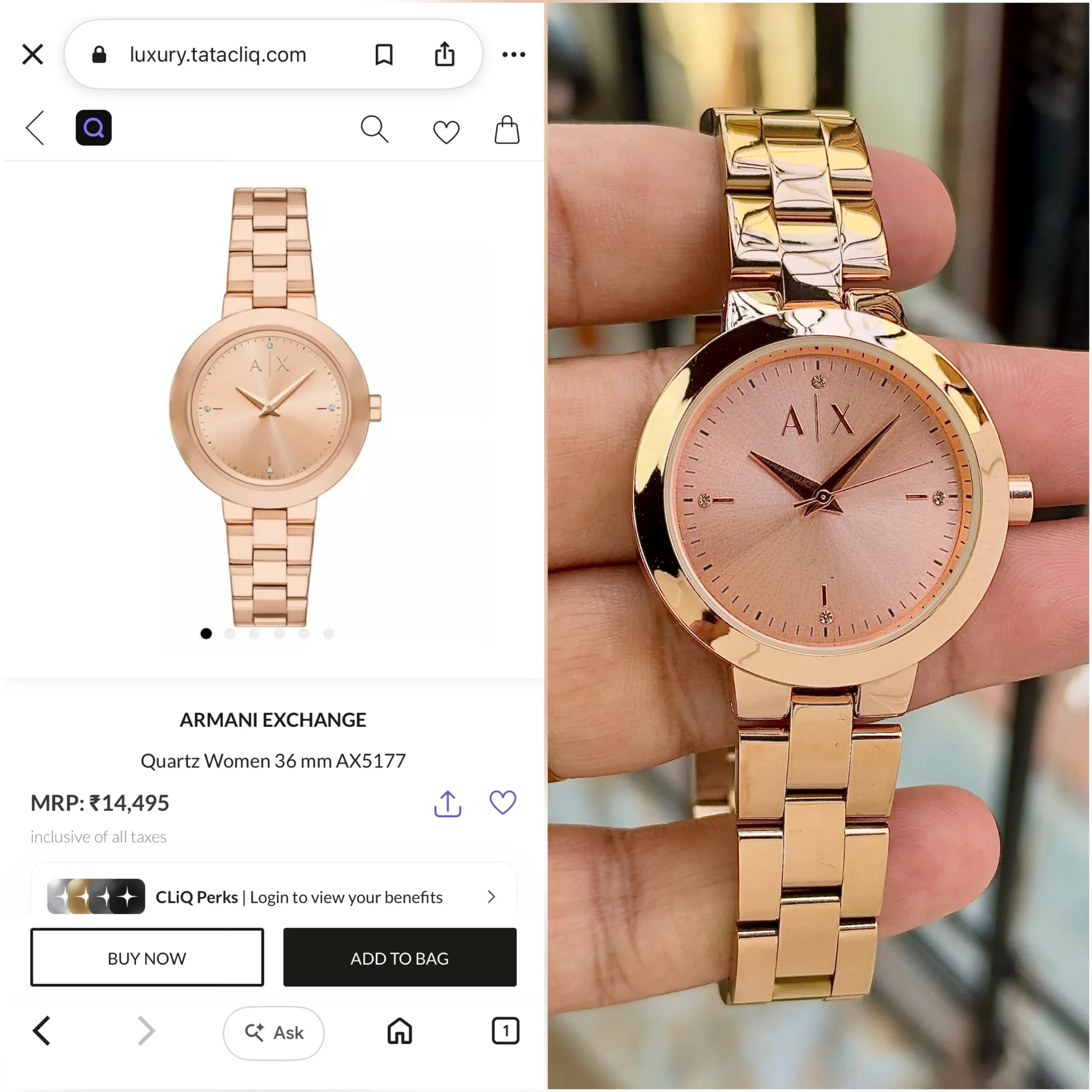 Armani Exchange Rose Gold Sunray Dial - Image 3