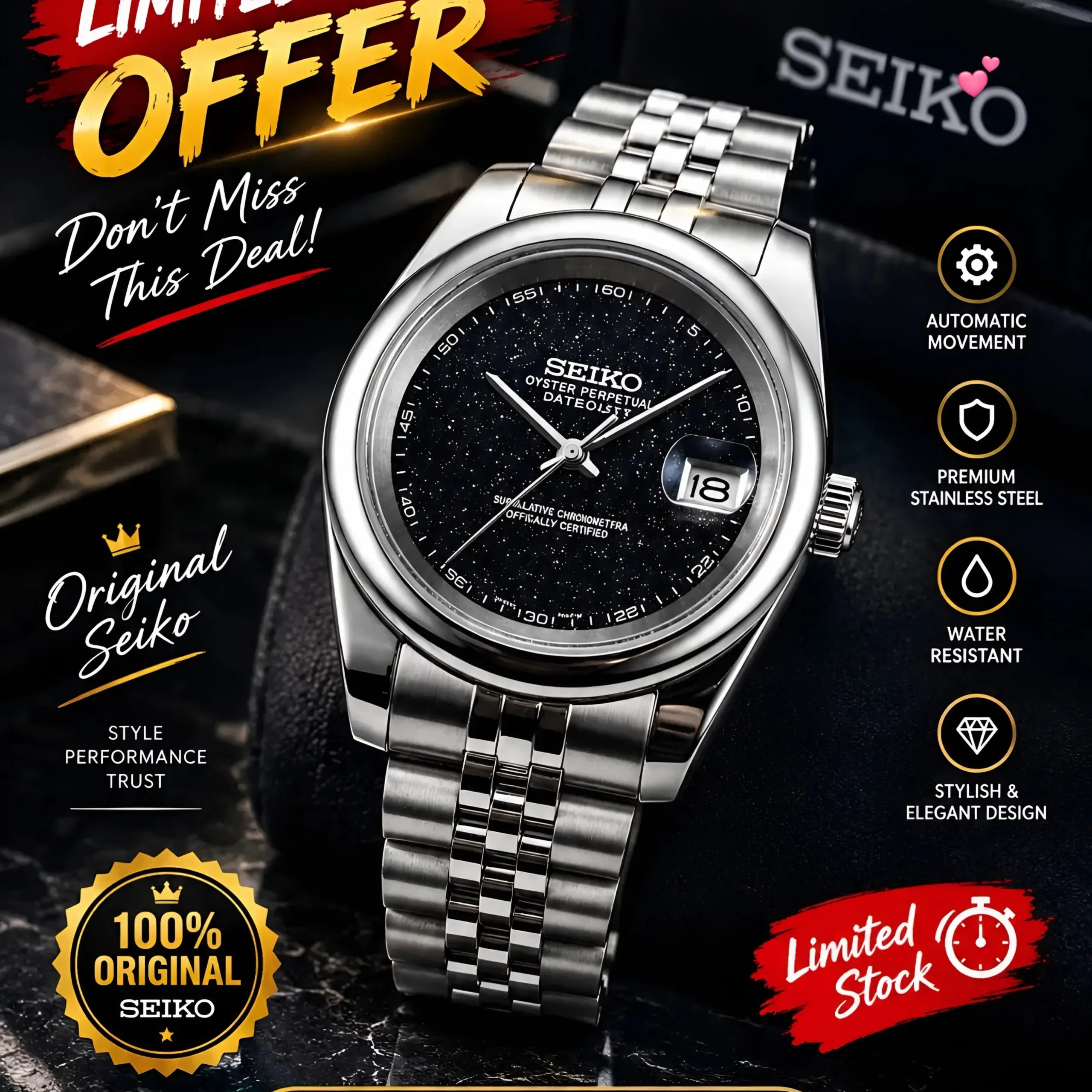 Seiko Black Dial Quartz - Image 5