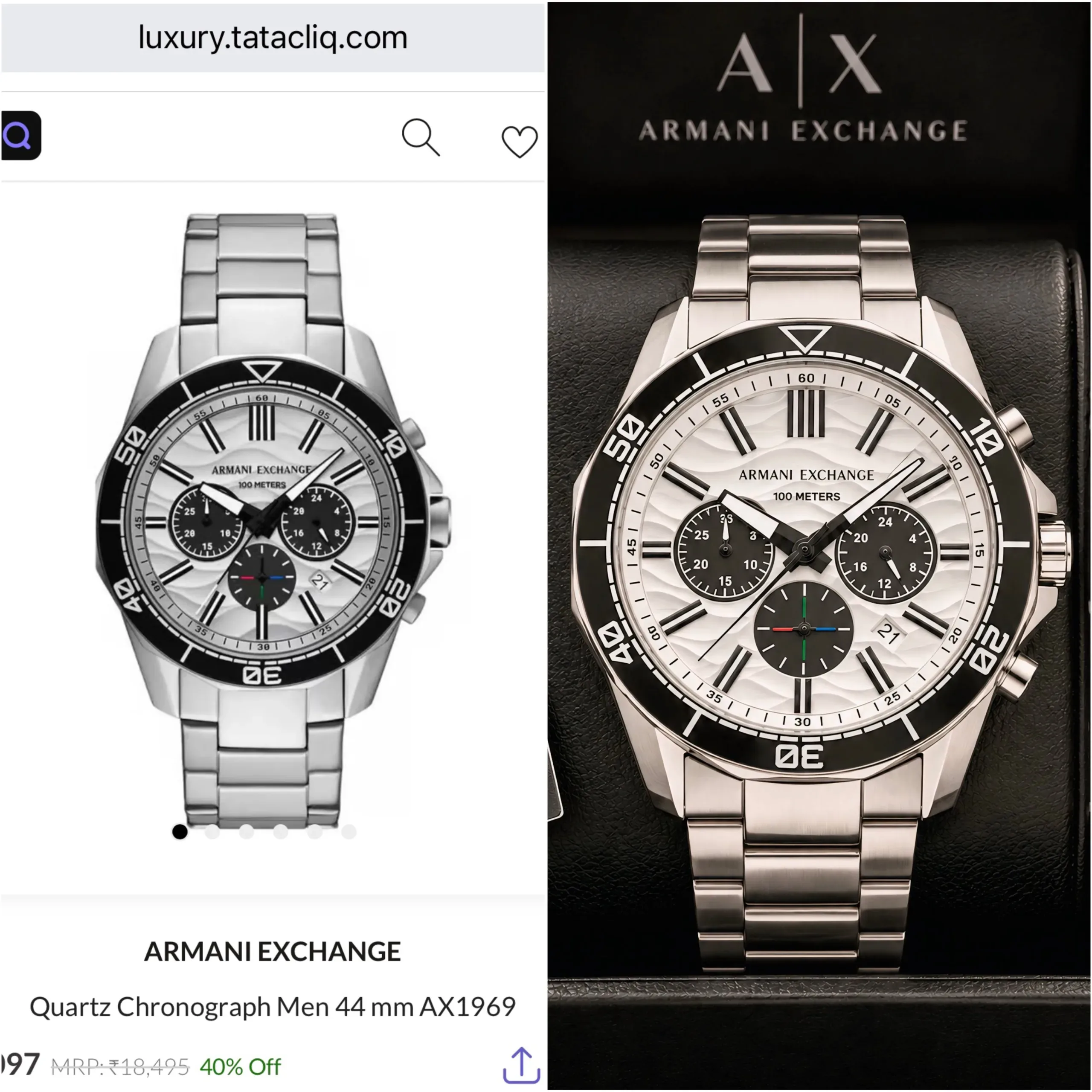 Armani Exchange Spencer White Dial Chronograph - Image 2