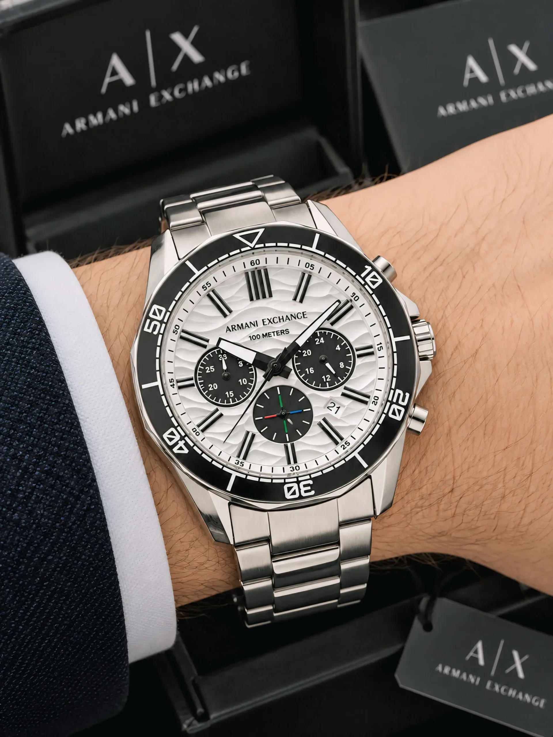 Armani Exchange Spencer White Dial Chronograph - Image 4